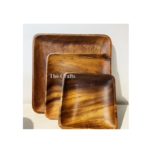 Assiette de présentation en bois de dernière génération, faite à la main, de forme carrée, pour la maison, l'hôtel, la cuisine - Product Image 5