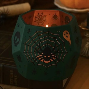 Support de lampe Jack O Lantern en métal pour Halloween, avec motif de visage sculpté, décoration en fer résistante aux intempéries pour l'extérieur et l'intérieur effrayants - Product Image 5