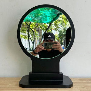 GNG005 Round Black Desktop Makeup <b>Mirror</b> Single-Sided Standing Beauty LED <b>Compact</b> <b>Mirror</b> - Product Image 4