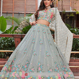 Designer Georgette Brodé Séquence Travail Lehenga Choli avec Dupatta Heavy Wear Vêtements Indiens et Pakistanais - Product Image 1