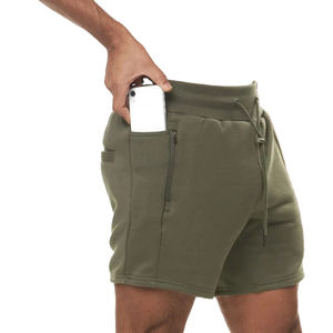 กางเกงขาสั้นออกกำลังกายในยิมของผู้ชายผ้าฝ้าย100% ระบายอากาศได้ดีสีพื้นสไตล์ลำลองฟอกสีธรรมดา - Product Image 3