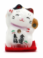 Juego de 3 Imanes de Refrigerador de Cerámica Art Deco Maneki Neko (Gato de la Suerte) de Japón