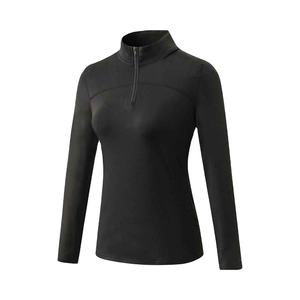 Womens Solid Pattern 1/4 Zip Base Layer Long Sleeve Equestrian Shirt For Horse <b>Riding</b> Quick Drying Sweat Absorption Base Layers - Product Image 1
