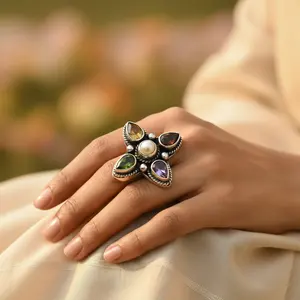 Bague en argent sterling 925 avec pierre précieuse pour cadeau femme - Product Image 1