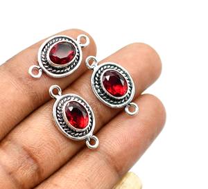 โบราณเครื่องประดับโกเมนสีแดงชุบเงินแบบสองห่วงเชื่อมต่อกัน22X12mm อัญมณี NC107การค้นหาเสน่ห์ - Product Image 2