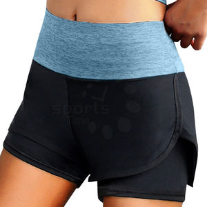 Short d'entraînement de gymnastique de haute qualité pour femmes 100% coton respirant taille haute conception avec impression bouffante Shorts pour femmes - Product Image 3