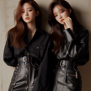 Minifalda de lujo para mujer con logotipo personalizado Cierre de cremallera de cuero genuino de alta calidad y botones de cuerno reales - Product Image 2