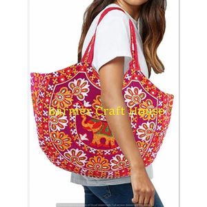 Sac fourre-tout Rajasthani de haute qualité, brodé, à pompons, avec fermeture éclair, doublure en coton/polyester, fait main, motif dessin animé, capacité 5 kg - Product Image 2