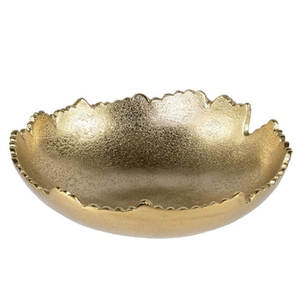 Tazón de frutas dorado de metal fundido, nueces y ensaladera, bordes esculpidos, fines de servicio de cocina con - Product Image 3