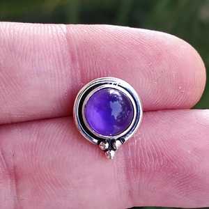 Pendientes de Plata de Ley 925 Hechos a Mano con Amatista, Joyería de Piedras Preciosas de Rubí Púrpura Natural, Joyería en Forma de Bola, Piedra de Nacimiento de Febrero - Product Image 6