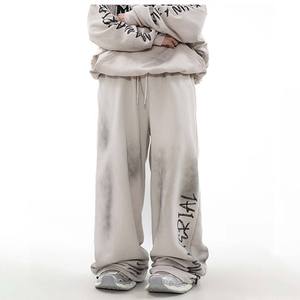 <b>Mens</b> Canvas Track Pants Anti-Wrinkle Flared Baggy Sweatpants Tactical 3D Style Plain Dyed High Heavyweight - Product Image 4