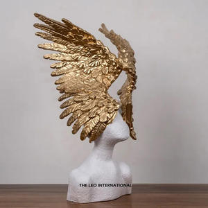 Escultura de aluminio pulido contemporáneo para interiores de oficinas de lujo con base de mármol Escultura de diseño de hoja grande - Product Image 3