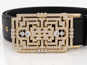 Luxury Art Deco Diamond Belt Buckle Gold Plated Geometric <b>Labyrinth</b> Men's High End <b>Jewelry</b> Natural and Lab Grown Diamonds - Product Image 3