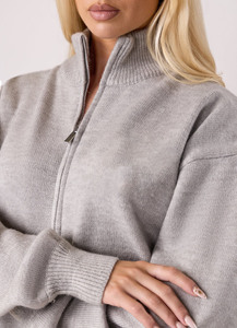 Ensemble de survêtement décontracté pour femme, motif uni, léger, gris, fermeture éclair, pour l'hiver, pour une utilisation en extérieur, prix bas, vêtements tendance - Product Image 4