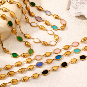 POP Kalung liontin hati Solid baja tahan karat wanita, perhiasan rantai Sweater tidak pudar tanpa alergi - Product Image 1