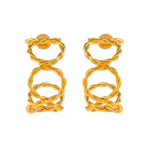 Pendientes de medio aro de perlas hechos a mano chapados en oro Cierre de anzuelo para mujer Diseño moderno y elegante para fiestas Bodas Todos los días - Product Image 5