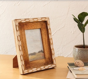 Sáng tạo mới 4*6 khung ảnh khung ảnh bằng gỗ cho trang trí nội thất với tay khắc & offwhite nhựa Điền - Product Image 1