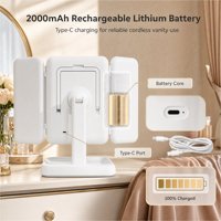 Miroir de maquillage LED tactile à base trifold avec éclairage personnalisé, grossissement 5X, logo 3 voies, vente en gros pour fabricants