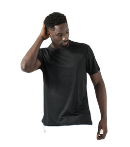 T-shirt personnalisé pour homme à manches courtes, col rond, respirant, séchage rapide, en maille jacquard, couleur unie, avec bordure contrastante, en tissu tricoté de haute qualité - Product Image 3