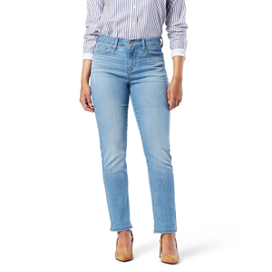 2025, los pantalones vaqueros de gran tamaño lavados elásticos informales para mujer, ajustados con estilo y tela tejida ajustada de cintura media - Product Image 3