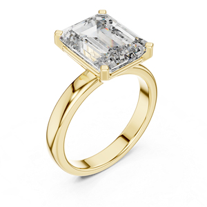 Anillo Solitario de Oro Amarillo de 14K con Diamante Cultivado en Laboratorio y Esmeralda |   Anillo de Boda |   Diamante Cultivado Nuevo - Product Image 4