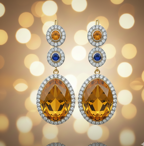 Pendientes de Plata de Ley 925 con Circonita Cúbica en Forma de Pera Amarilla, Chapados en Oro de 18K, Modernos y Elegantes, con Piedra Preciosa Amarilla Natural - Product Image 1