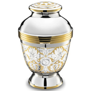 Urna de almacenamiento de cenizas conmemorativas de latón compacto moderno con tapa decorativa y opción de grabado - Product Image 1