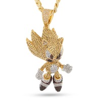 Collar con Colgante de Diamantes Personalizado con Personaje de Sonic, Chapado en Oro con Moissanita Brillante, Disponible al Mejor Precio, Venta al Por Mayor