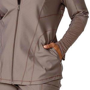 Blouson médical extensible pour infirmière, uniforme d'hôpital, fermeture éclair sur le devant, multi-poches, respirant, léger, vente en gros - Product Image 6