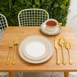 Juego de Cubiertos de Madera de Lujo, 40 Piezas, Servicio para 8 Personas, Borde Clásico con Cuentas, Cubiertos Ecológicos para Bodas - Product Image 2