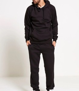 ชุดวอร์มสำหรับผู้ชายดีไซน์เรียบสีดำทรงสลิมฟิตชุดวอร์มแบบสวมหัวมีกระเป๋าจิงโจ้ - Product Image 2