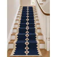 Wool Persian Chevron Kilim Runner Anti-Slip Flat Weave Dusty Blue & Tan Traditional Home Decor