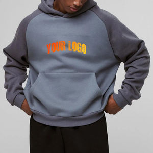 Venta al por mayor 100% algodón hombres Baggy Pullover Hoodie Heavyweight 350 GSM Color Block con capucha transpirable y sudadera de gran tamaño para hombres - Product Image 1