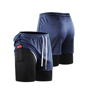 Short de Sport Taille US Logo Personnalisé 2 en 1 Jogger Suit Avec Compression Intérieure Hommes Fitness Workout Training Wear Shorts DDP shipping - Product Image 4