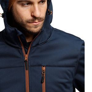 Manteau coupe-vent à capuche zippé doublé polaire pour hommes - Product Image 4