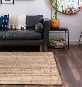 พรมปูพื้นปอกระเจาธรรมชาติทำด้วยมือปรับขนาดได้ปรับแต่งขนาดได้สไตล์บ้านไร่แบบชนบทสำหรับห้องนั่งเล่น - Product Image 5