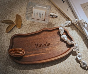 Bandeja Redonda de Madera de Acacia para Anillos, con Grabado de Logotipo, Plato para Llaves, Bandeja de Madera para Joyas, Soporte para Anillos de Boda por f s i - Product Image 3