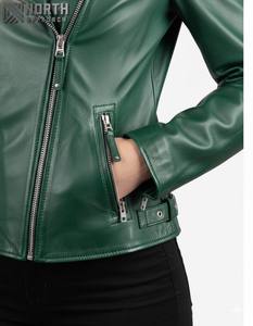 Chaquetas de cuero genuino personalizadas de la mejor calidad para mujer Chaqueta de cuero de napa de oveja a la moda para mujer Chaqueta de cuero personalizada - Product Image 5