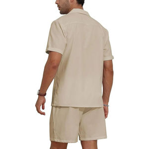 2025 vente en gros été décontracté vêtements d'extérieur pour hommes ensembles chemise boutonnée et short tenue de plage pour hommes ensembles de tenues de vacances - Product Image 2