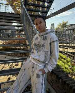 Poids lourd coton hommes soleil fané acide était survêtement fermeture éclair sérigraphie sweats à capuche ourlet brut pantalons de survêtement ensembles - Product Image 5