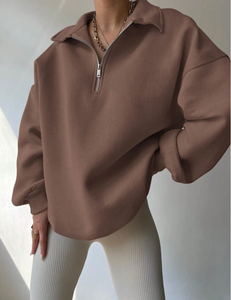 Nuevo estilo de moda para mujer, Sudadera con capucha de manga larga con cremallera lisa, ropa diaria informal, Tops de manga larga, sudadera para mujer, Haus Industries - Product Image 5