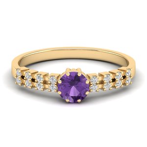 Bagues de fiançailles personnalisées REYES en or massif 14 carats avec diamant certifié IGI pour femmes, coupe ronde, pierre précieuse améthyste 0,5 carat - Product Image 6