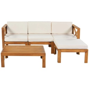 Ensembles de canapés en bois de teck massif avec coussin résistant aux intempéries fabriqués en Indonésie - Product Image 4