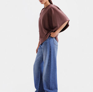 เสื้อยืดสีคุณภาพดีที่สุดสำหรับผู้หญิง แขนทรงปีกค้างคาว ขนาดใหญ่ สีม่วงอมน้ำตาล มีทุกขนาด ทรงหลวมใส่สบาย - Product Image 6