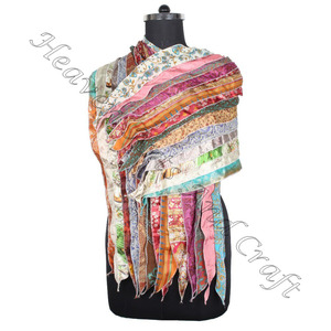 Recycled <b>Silk</b> Sari 15 Strips Designer Handmade <b>Scarves</b> Stole Shawls SC502 Fine <b>Silk</b> Wholesale Recycled <b>Vintage</b> Sari Female <b>Scarf</b> - Product Image 6