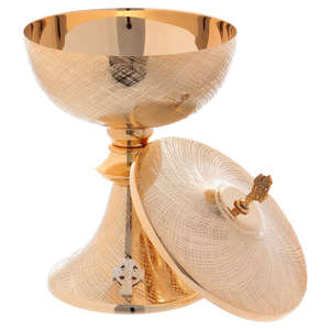 Cuenco de ciborio de Latón chapado en oro de último diseño para artesanía religiosa, recipiente de comunión hecho a mano con tapa para uso en el culto de la Iglesia - Product Image 4