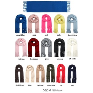 Solid Color Viscose Tassel Scarf Winter Warm <b>Shawl</b> <b>Wrap</b> Multi-Color Available S22551 - Product Image 1