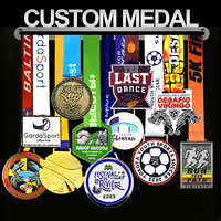 Médailles de sport personnalisées de luxe en métal plaqué or, moulage sous pression de qualité supérieure, métal recyclé écologique, logo 3D avec ruban, OEM