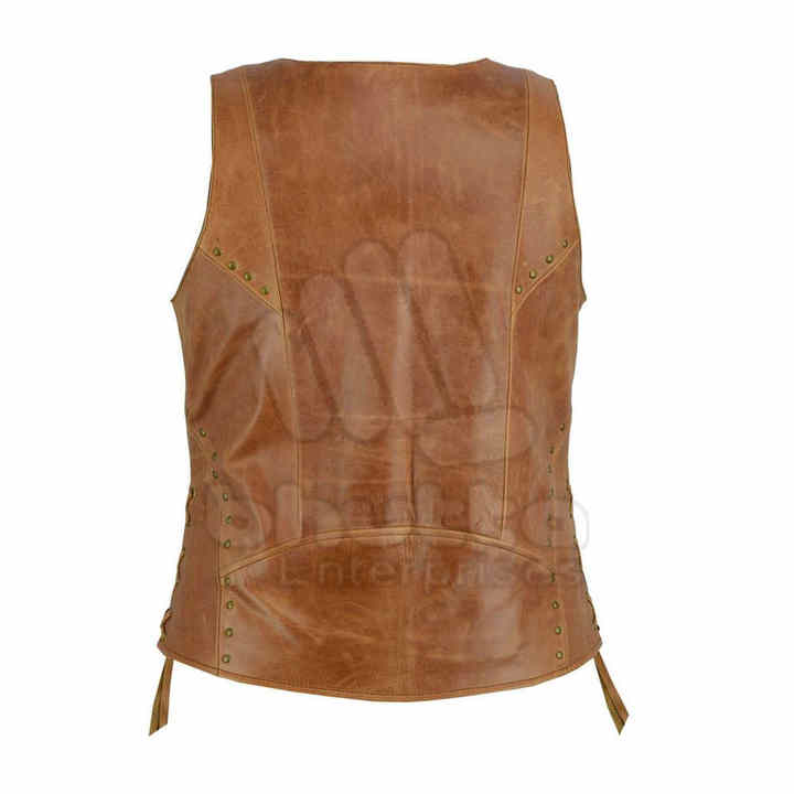 Women's High Quality 100% Cotton Leather Vest with OEM Custom Lining Plus Size Women's Vests for Suits Wholesale with Low MOQ