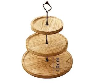 Support à gâteau rond en bois massif moderne et minimaliste, fait à la main, écologique, élégant, pour servir et présenter des desserts - Product Image 3